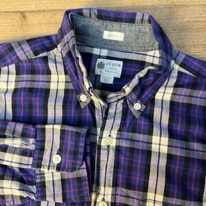 J CREW Shirtings Washed Casual 100% Cotton Mens Small Purple Pink White Plaid